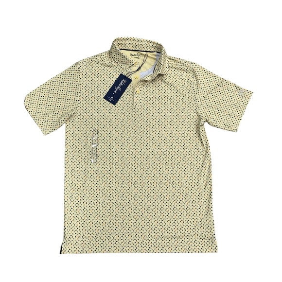 Walter Hagen Other - Walter Hagen‎ Performance 11 Poolside Pale Yellow Print Polo Golf Stretch Mens S